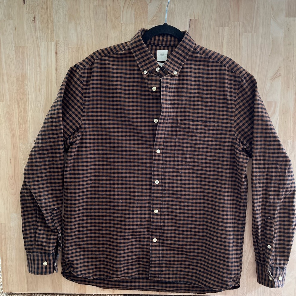 Black and brown checkered dress shirt - H&M - sz L